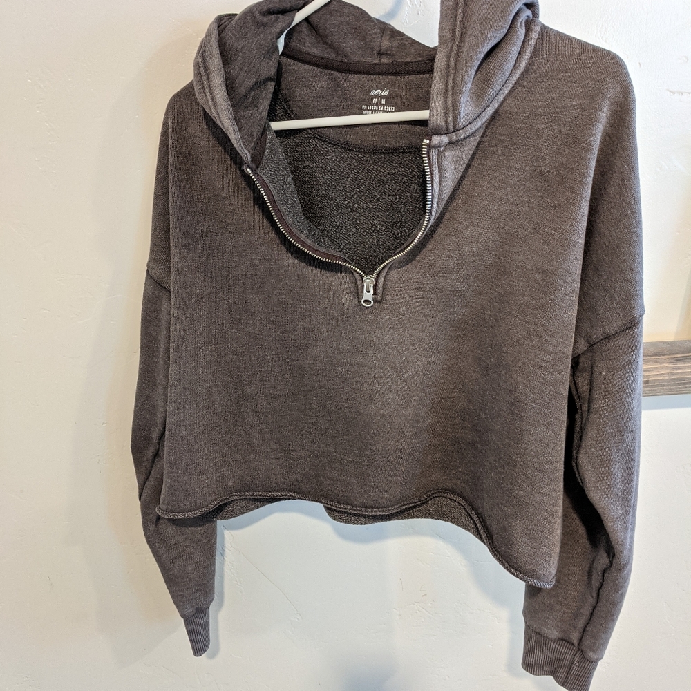 Aerie cropped zip up hoodie